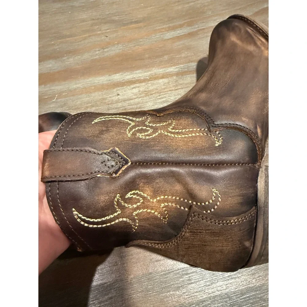 Circle G Tobacco Embroidered Western Ankle Booties Round Toe‎ New 7 Boho